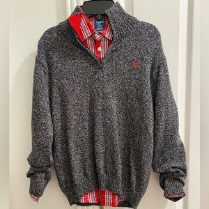 Izod sweater and coordinating button down. Boys size 10/12 Husky.